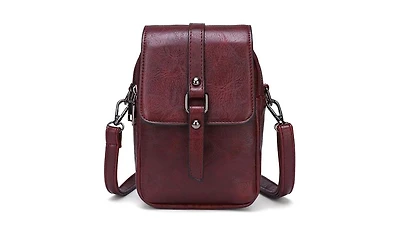 Kemimoto Vintage Crossbody Phone Bag for Women, Small Pu Leather Shoulder Purse and Handbag with Tassel&Rivet Decoration