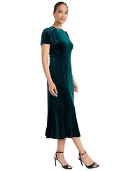 Maggy London Women's Short Sleeve Velvet Midi Dress