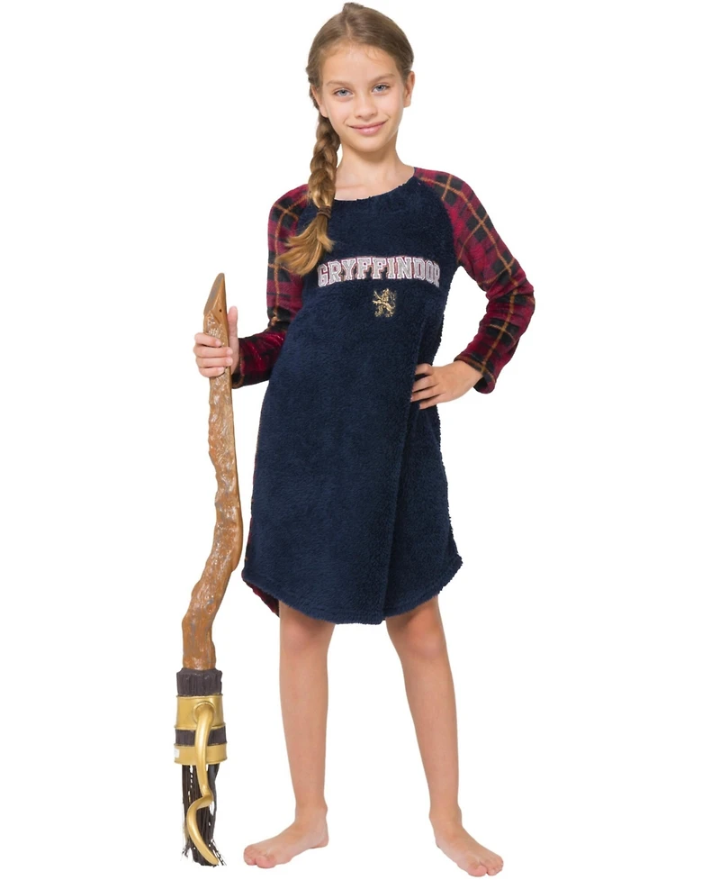 Harry Potter Girls Nightgown Gryffindor Fleece Raglan Long-Sleeve Pajama Nightdress
