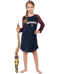 Harry Potter Girls Nightgown Gryffindor Fleece Raglan Long-Sleeve Pajama Nightdress