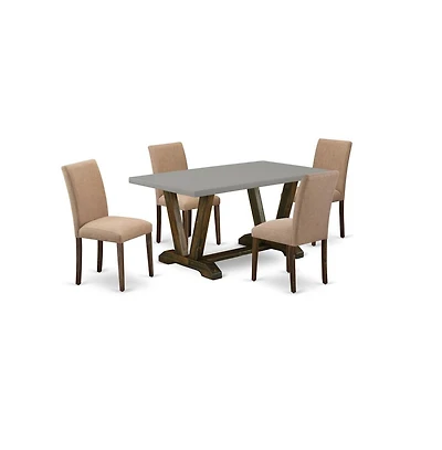 East West Furniture 5-Piece Dinette Set Includes 4 Dining Room Chairs with Upholstered Seat and High Back and a Rectangular Kitchen Table