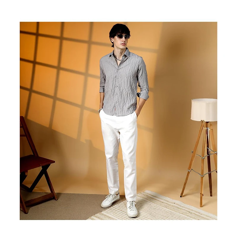 Campus Sutra Men's Grain-Textured Shirt