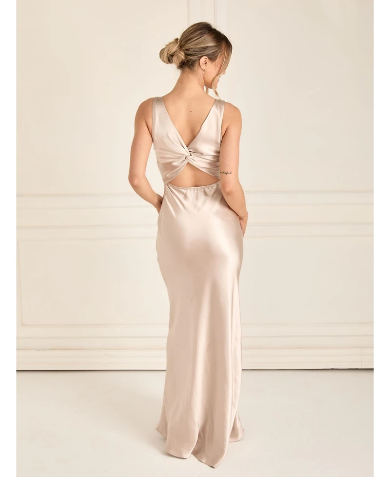 Six Stories Women's Twist Back Satin Bridesmaid Dress