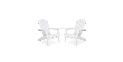 Flynama 36 Inch Solid Cedar Wood Foldable Adirondack Chair Set of 2