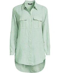 Lands' End Women's Linen Roll Sleeve Relaxed Tunic Top