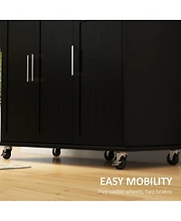 Halifax North America Black Rolling Kitchen Island with Drawers and Spice Rack