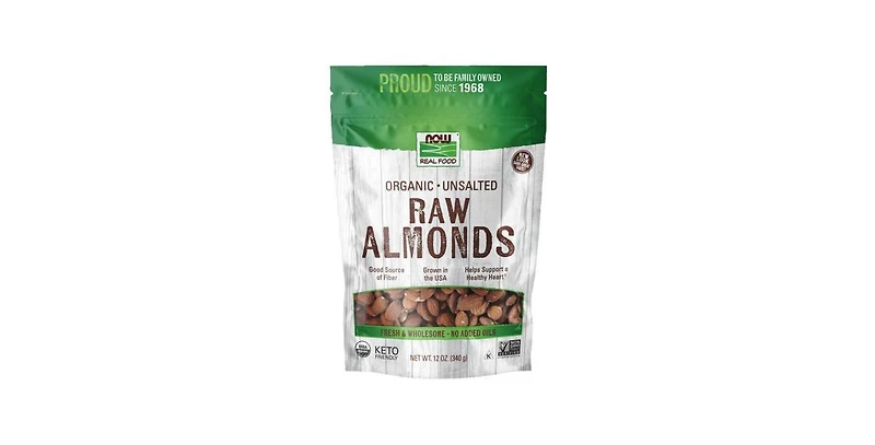Now Foods Organic Raw Almonds Unsalted ,12 Oz