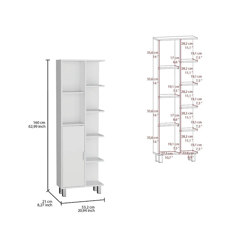 Tuhome Tain Linen Cabinet White Mdf