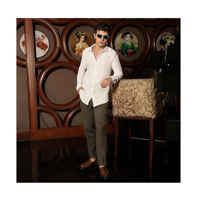 Campus Sutra Men's Cloud-Lined Textured Shirt