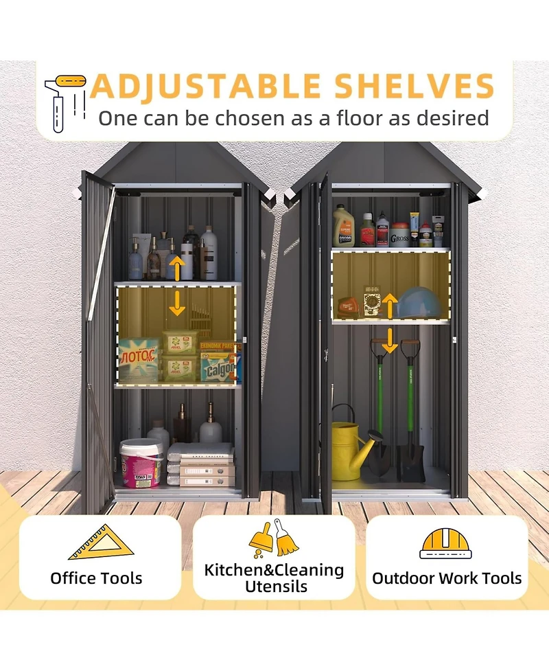 Aecojoy Vertical Outdoor Storage Cabinet with 2 Removeable Shelves