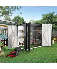 Aecojoy 7.5'x4' Outdoor Horizontal Bike Storage Shed with Triple Lockable Door