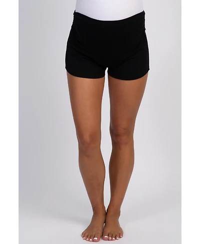 PinkBlush Black Ruched Side Maternity Lounge Shorts