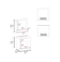 Tuhome Blake Bathroom Cabinet with Mirror Cabinet Black Mdf