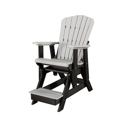 American Furniture Classics Fan Back Balcony Glider Made in the Usa- Light Gray, Black