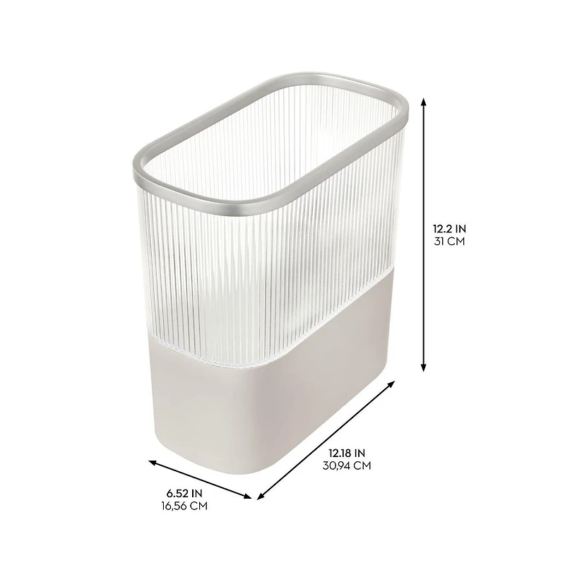 iDesign Plastic Bathroom Trash Can with Storage for Toiler Paper - Clear/Satin
