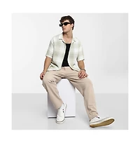 Campus Sutra Men's Greige & Ivory White Buffalo Check Oversized Shirt