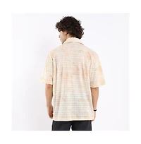 Campus Sutra Men's Tan Brown & Ivory White Faded Woven Oversized Shirt