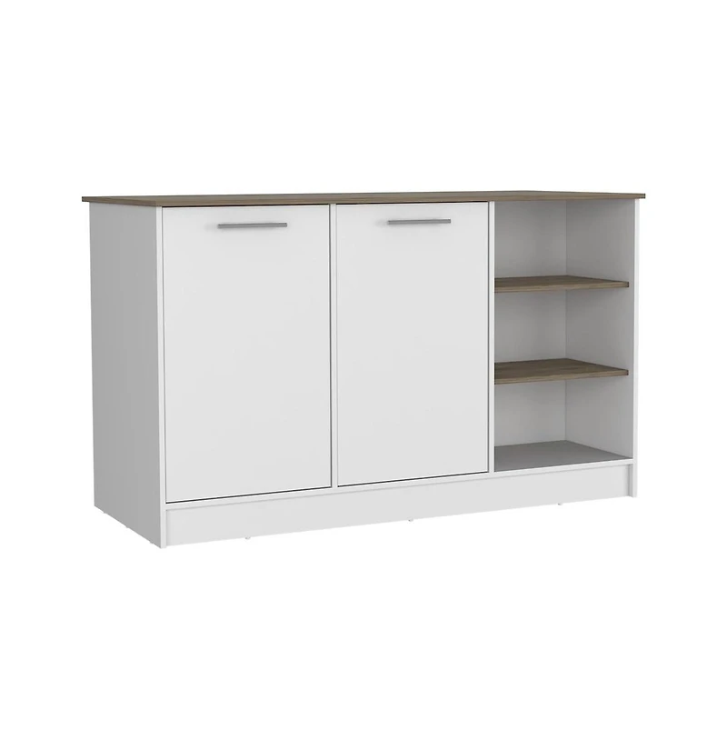 Tuhome Ginger Kitchen Island White / Dark Brown Mdf