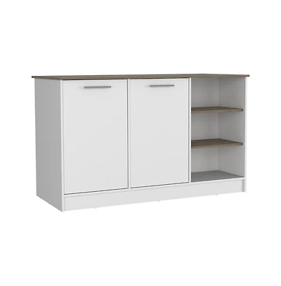 Tuhome Ginger Kitchen Island White / Dark Brown Mdf
