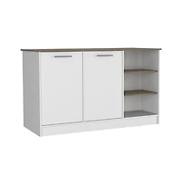 Tuhome Ginger Kitchen Island White / Dark Brown Mdf