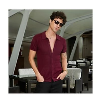 Campus Sutra Men's Argyle-Knit Slim-Fit Shirt