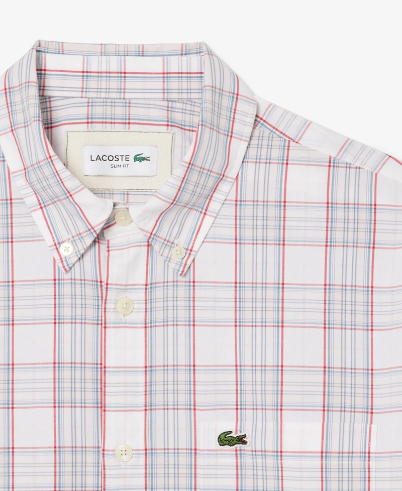 Lacoste Men's Slim Fit Stretch Plaid Shirt