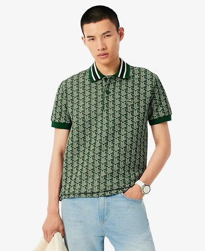 Lacoste Men's Classic Fit Monogram Jacquard Polo Shirt