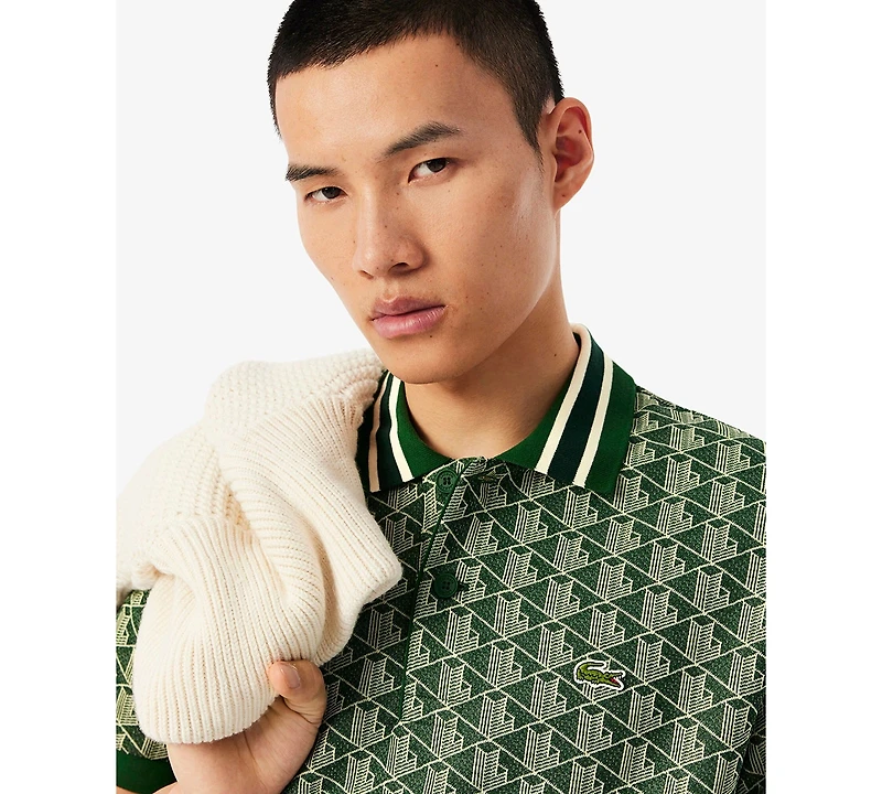 Lacoste Men's Classic Fit Monogram Jacquard Polo Shirt