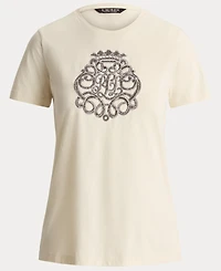 Lauren Ralph Women's Beaded-Crest Jersey T-Shirt