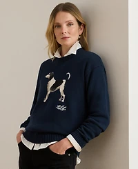 Lauren Ralph Women's Intarsia-Knit Dog Knit Sweater