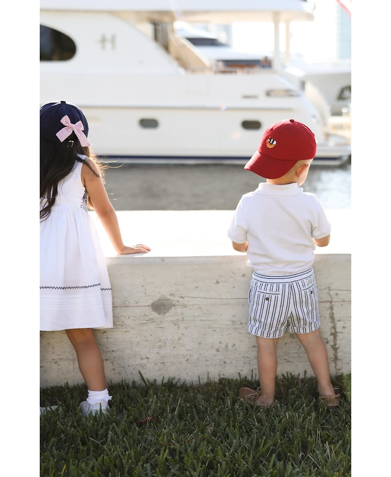 Bits & Bows Toddler Pirate Ship Twill Baseball Hat Red