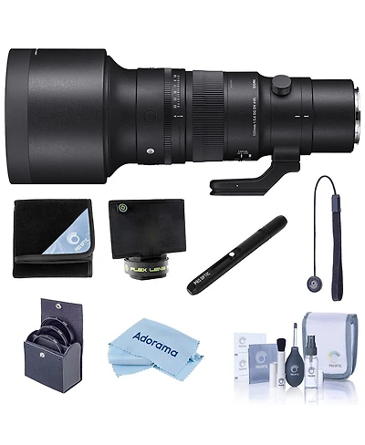 Sigma 500mm f/5.6 Dg Dn Os Sports Lens for L Mount, Bundle with Lens Wrap, 95mm Filter Kit, Lens Shade, Lens Pen Lens Cleaner, Cleaning Kit, Lens Cap