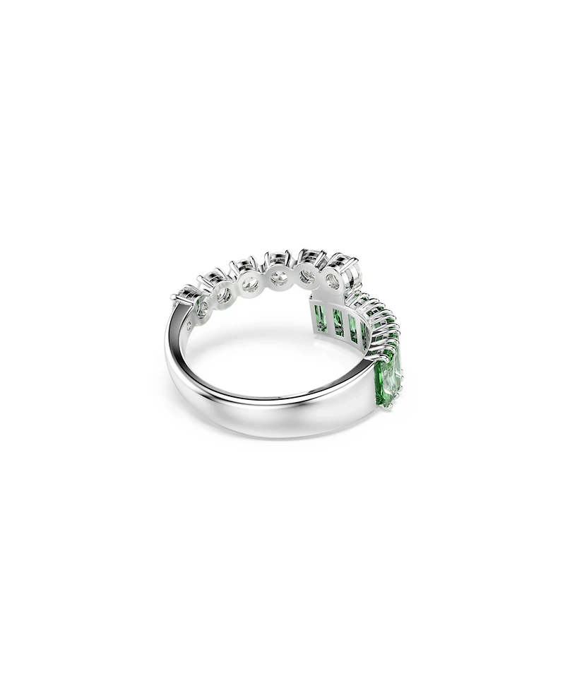 Swarovski Green Rhodium Plated Matrix Ring