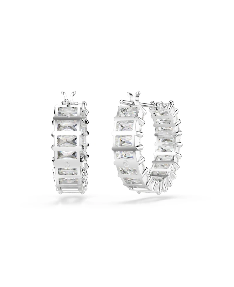Swarovski Matrix Rhodium Plated Hoop Earrings