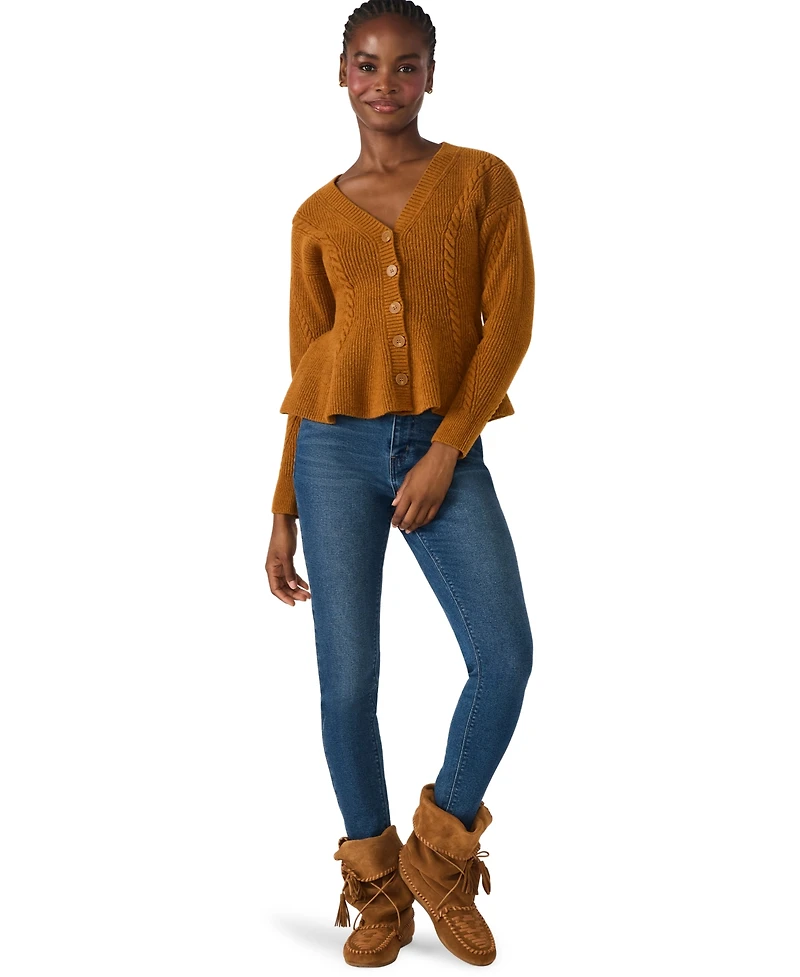 Steve Madden Women's Courtney V-Neck Peplum Sweater