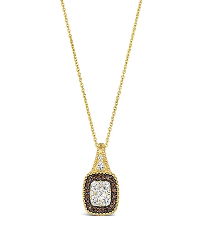 Le Vian Chocolate Diamond (.15 ct. t.w.) and Nude Diamond (.43 ct. t.w.) Square Pendant Necklace in 14K Honey Gold
