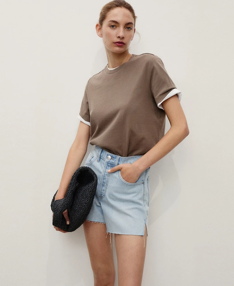 Mango Women's Frayed Hem Denim Shorts