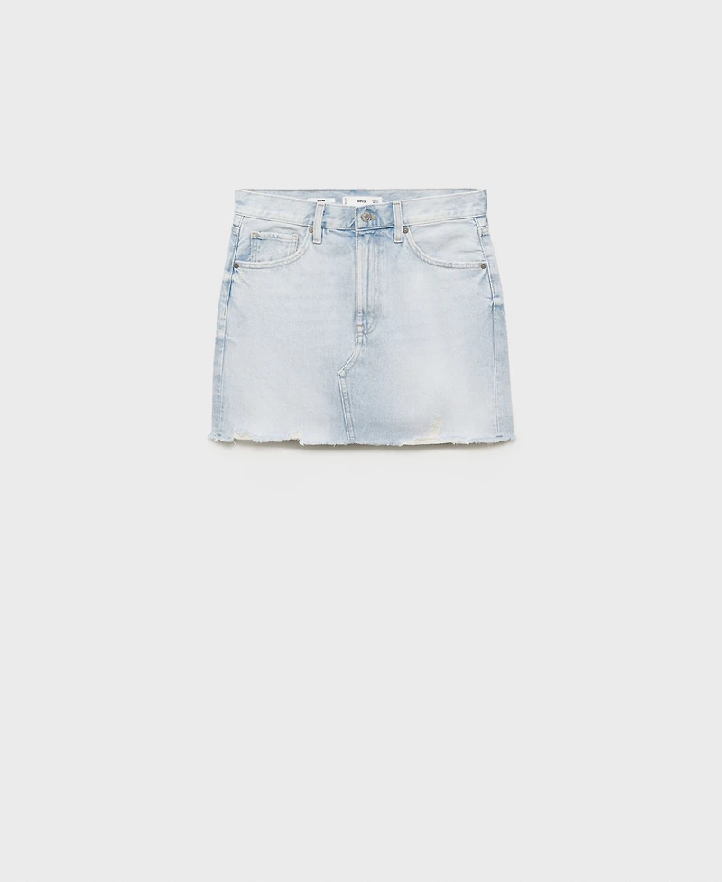 Mango Women's Frayed Hem Denim Skirt