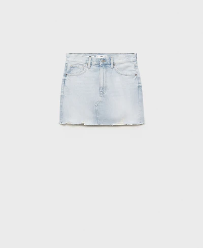 Mango Women's Frayed Hem Denim Skirt