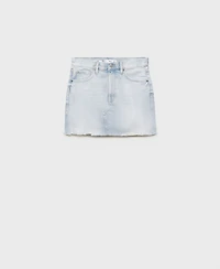 Mango Women's Frayed Hem Denim Skirt