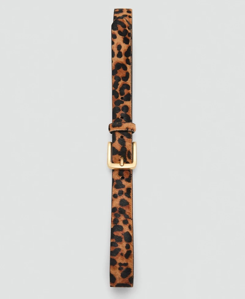 Mango Women's Animal Print Leather Belt
