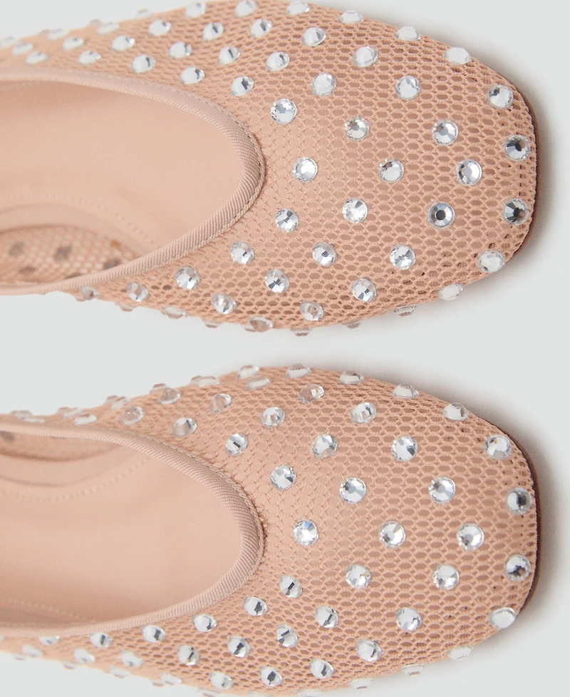 Mango Women's Mesh Strass Ballerina Flats