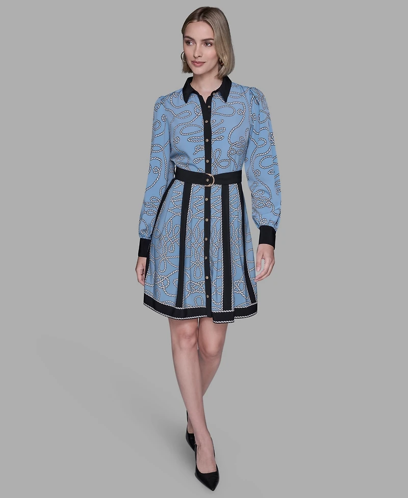 Karl Lagerfeld Paris Women's Printed Long Sleeves Dress