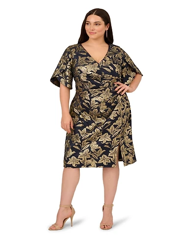 Adrianna Papell Plus Size Stretch Jacquard Midi Dress