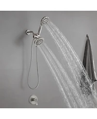 Greenspring Single-Handle 1-Spray Round Rain Shower Faucet Combo Set with Dual Function Pressure Balance Valve Brushed Nickel