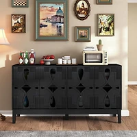 Casainc 60"L Large Storage cabinet with 4 Doors and Rebound Device