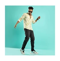 Campus Sutra Men's Artistic Foliage Print Button Up Shirt