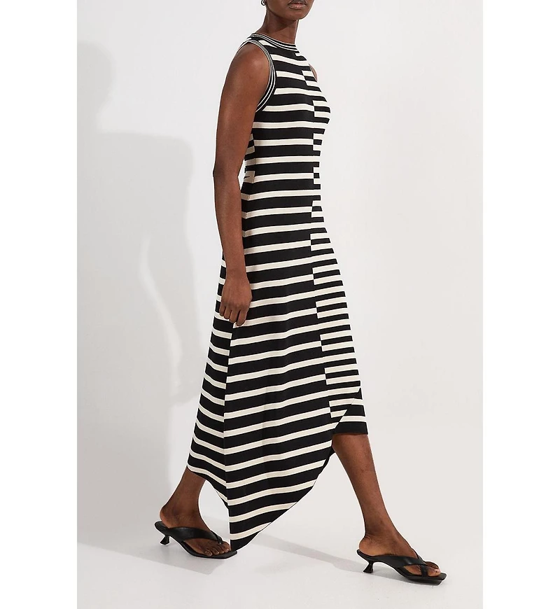 Karen Millen Stripe Sleeveless Knitted Midi Dress