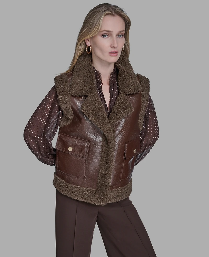 Bcbg Women's Snap Front Vest Sweater