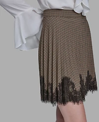 Bcbg Women's Lace Hem Pleated Skirt